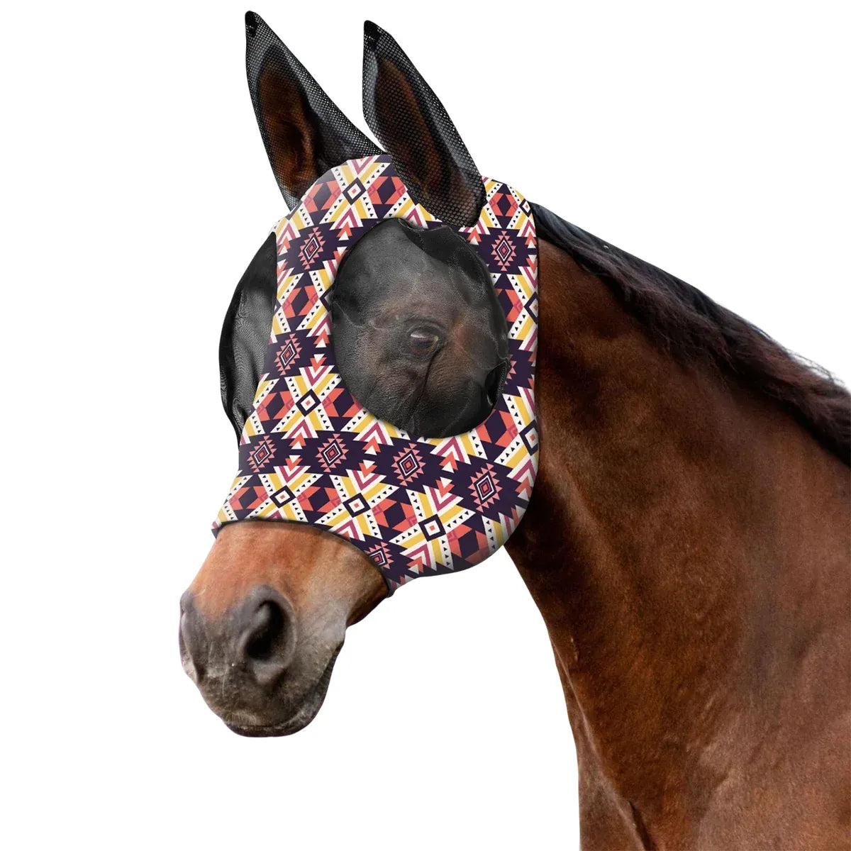 Printed Mesh Horse Fly Mask - Purple