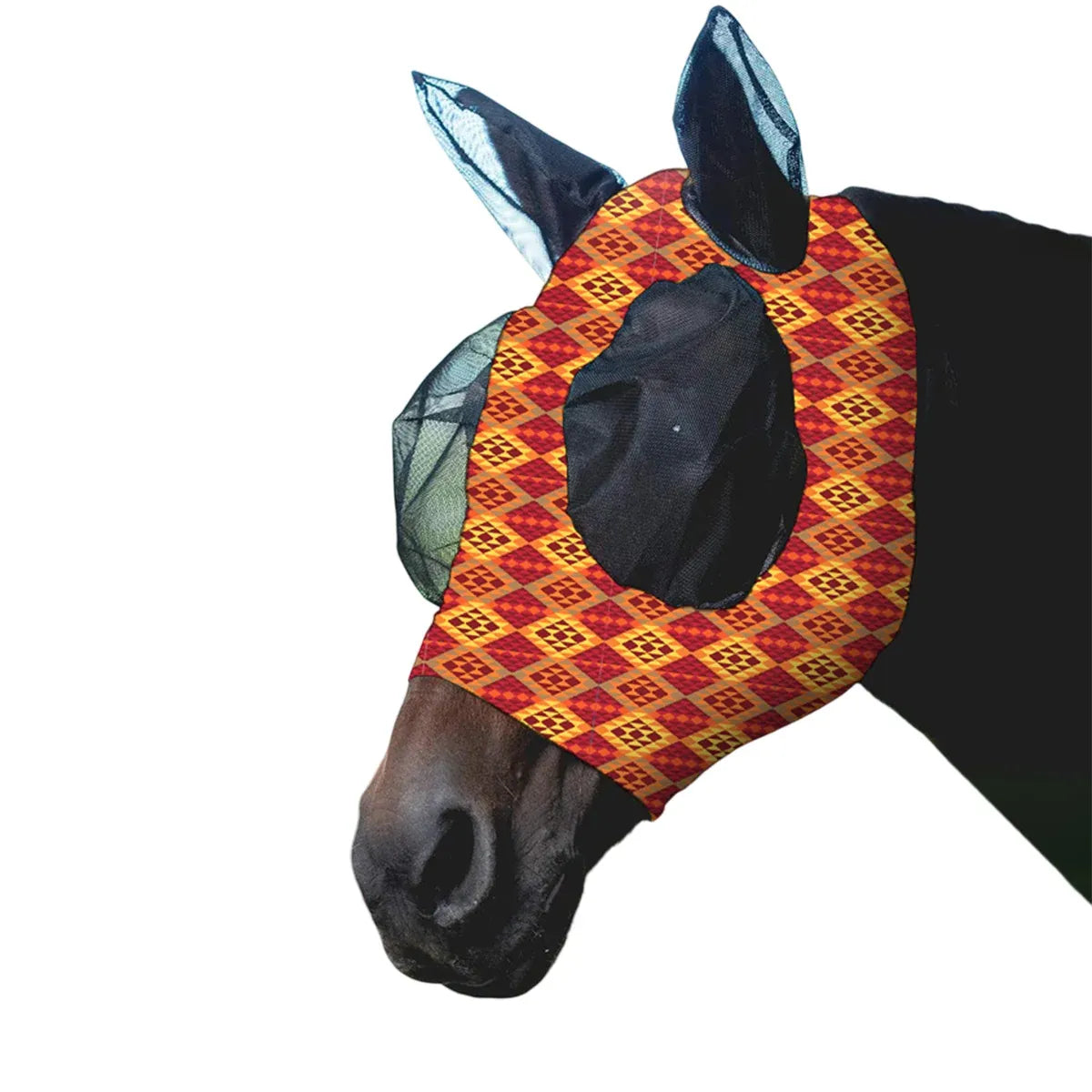 Printed Mesh Horse Fly Mask - Red