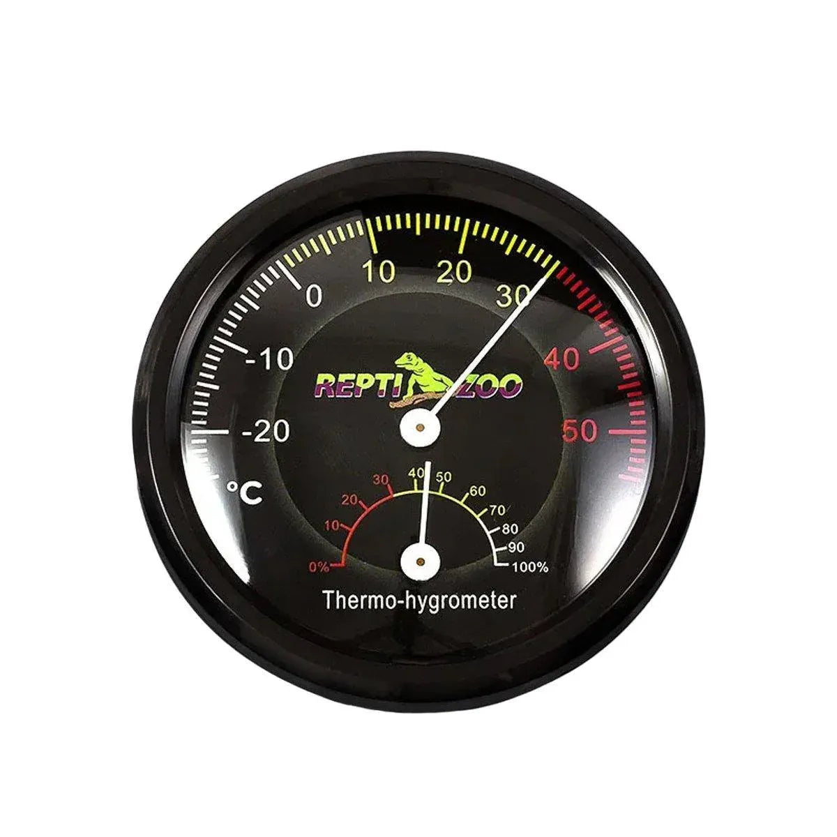 Dial Reptile Terrarium Thermometer & Hygrometer - Black, 75 mm