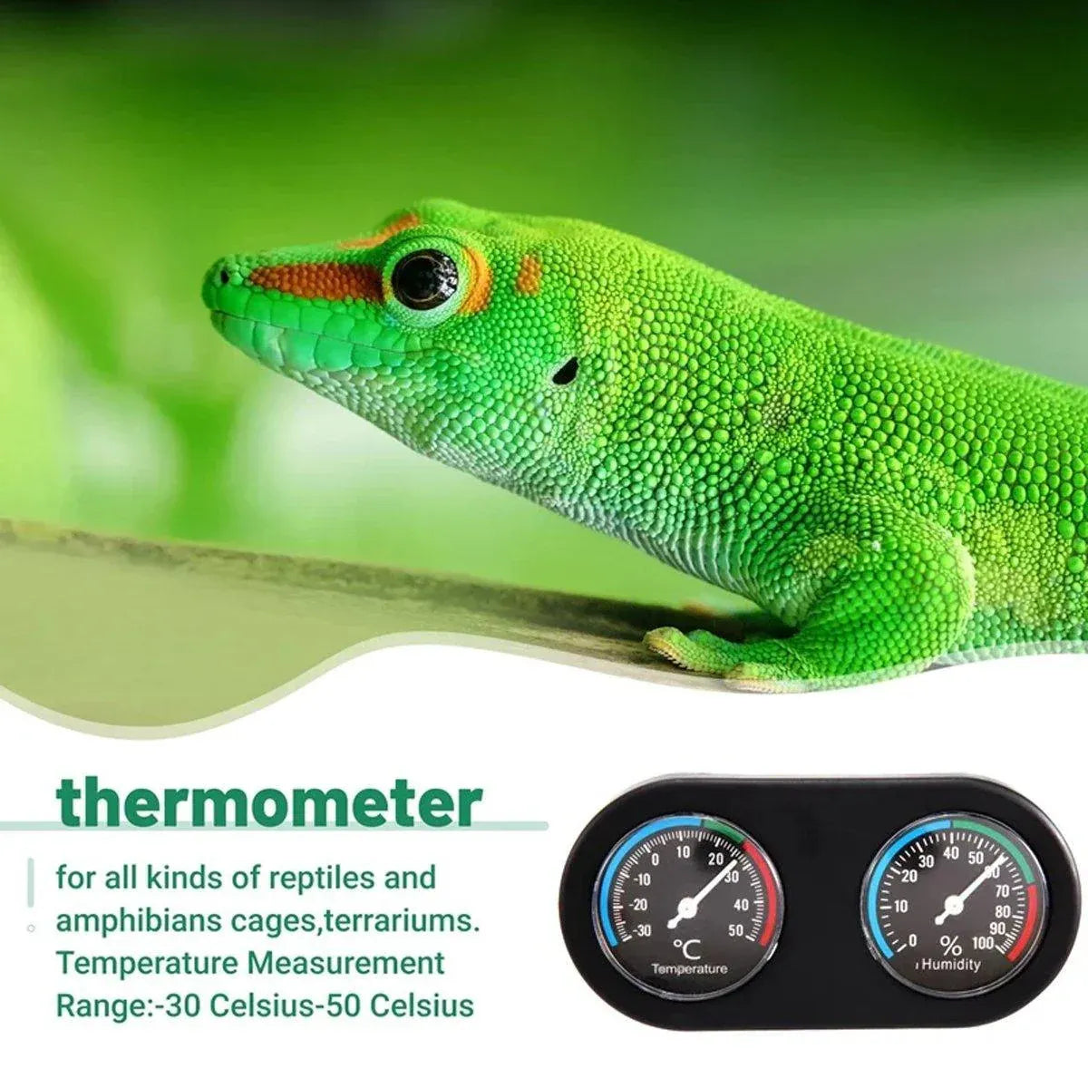 Reptile Habitat Temperature & Humidity Monitor – Black