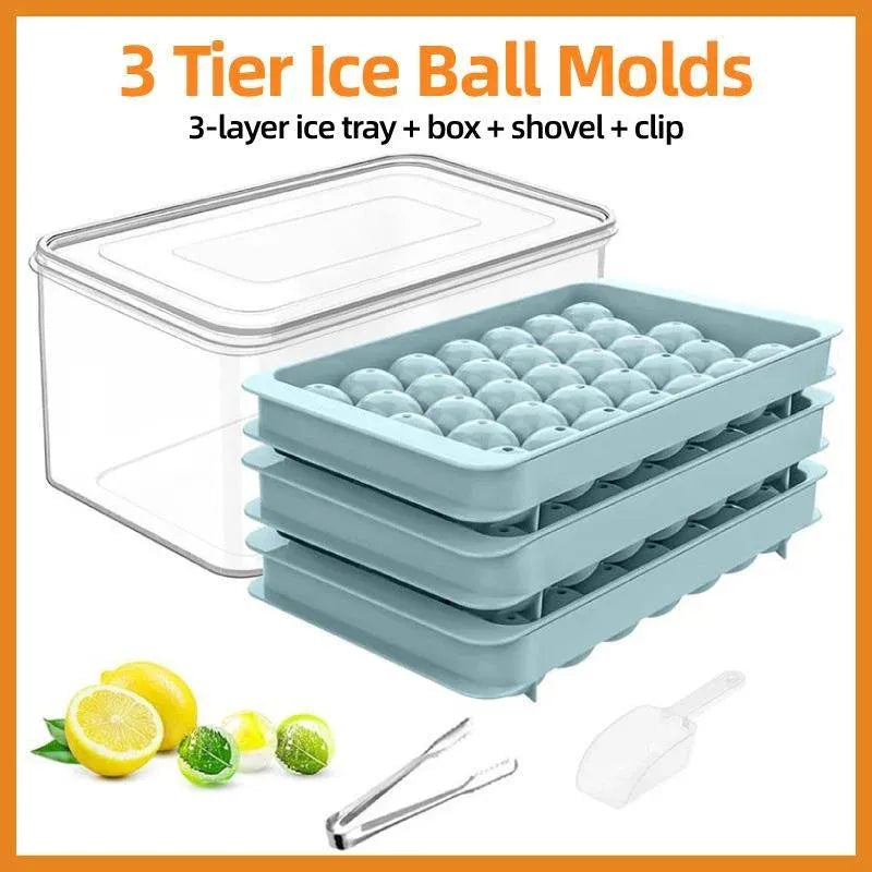 3 Layer Ice Cube Tray Mold Home Ice Compartment Press for Freezer Storage — product image 14