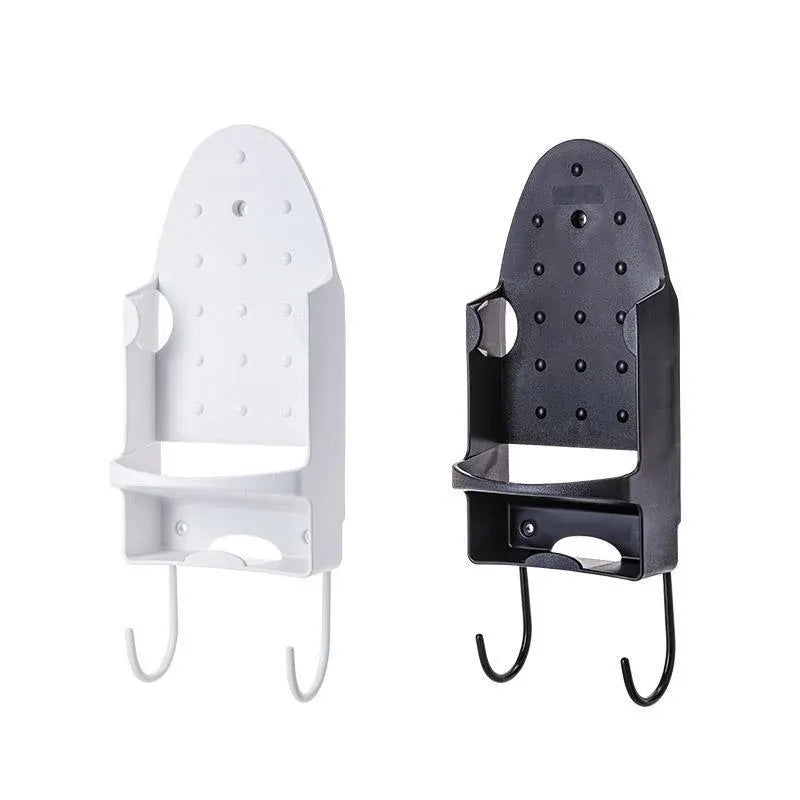 Wall-Mounted Iron Storage Holder with Two Hooks – Black