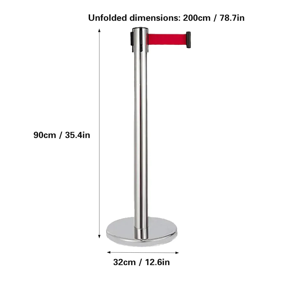 2M Retractable Isolation Barrier Belt 1 Post Anti-Slip Base Waterproof Durable — product photo 3