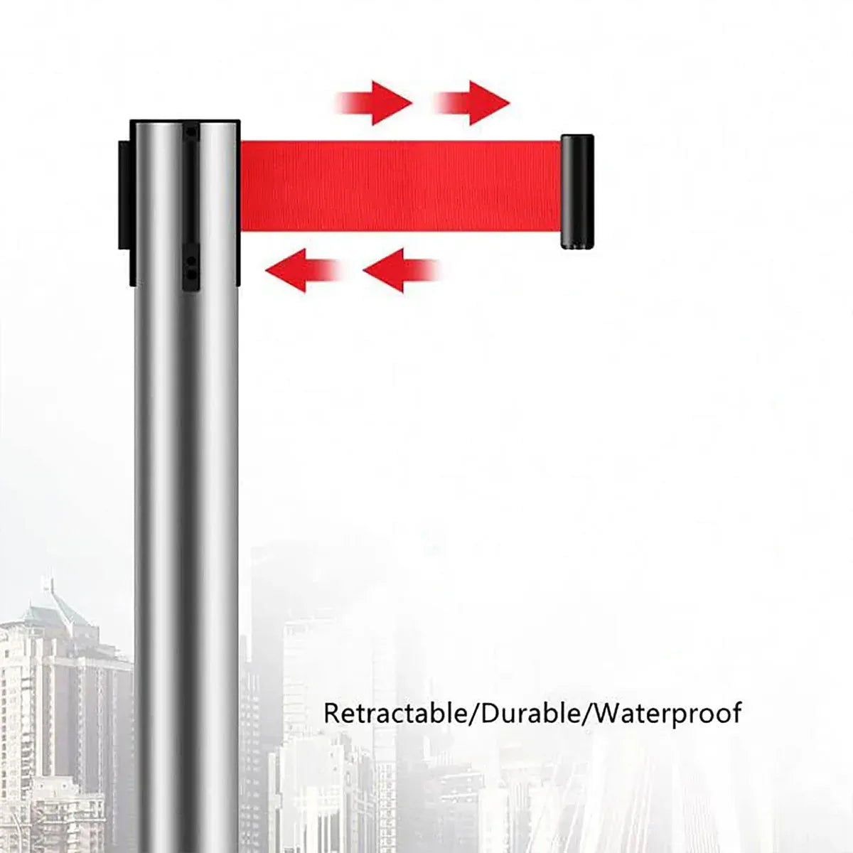 2M Retractable Isolation Barrier Belt 1 Post Anti-Slip Base Waterproof Durable — product photo 5