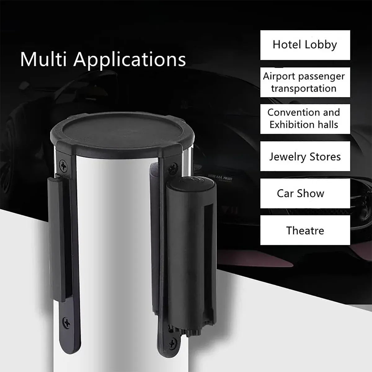 2M Retractable Isolation Barrier Belt 1 Post Anti-Slip Base Waterproof Durable — product photo 7