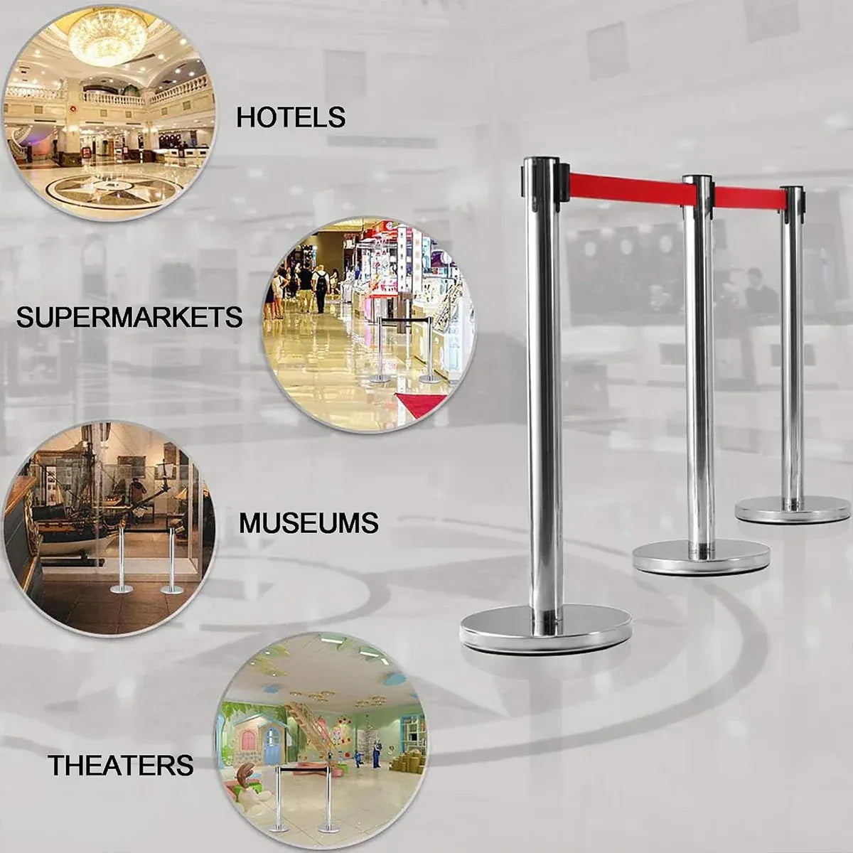 2M Retractable Isolation Barrier Belt 1 Post Anti-Slip Base Waterproof Durable — product photo 8