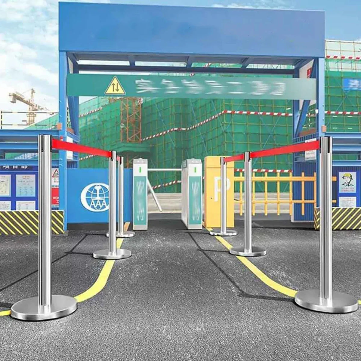 2M Retractable Isolation Barrier Belt 1 Post Anti-Slip Base Waterproof Durable — product photo 11