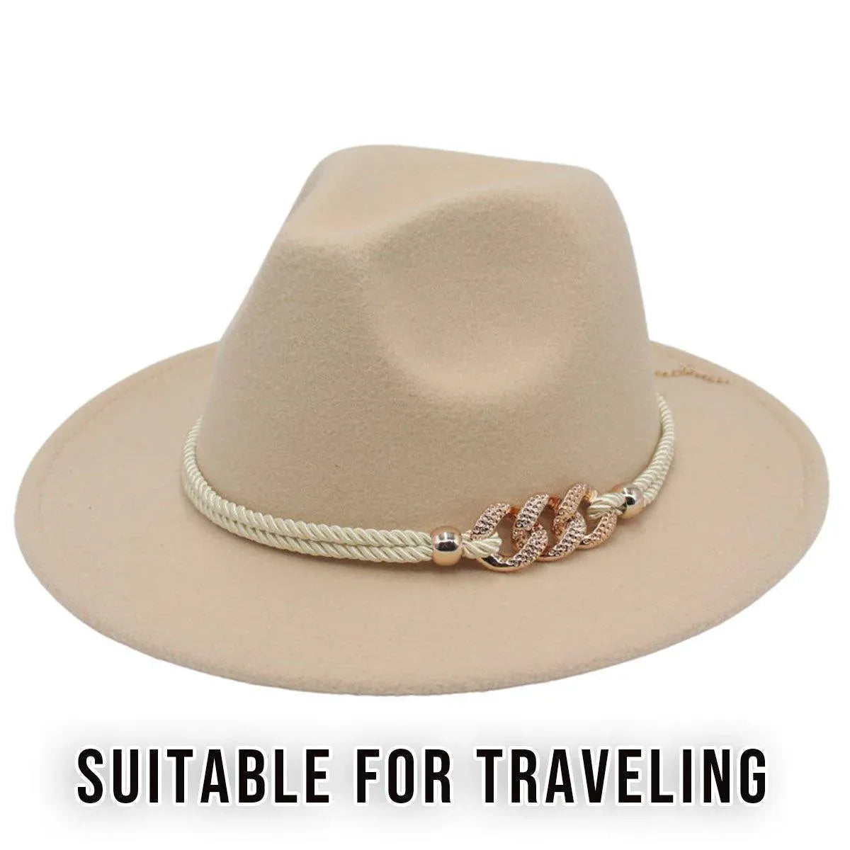 Jazz Hat Autumn Winter Retro Large Brim Hat for Men and Women Stylish Headwear - White