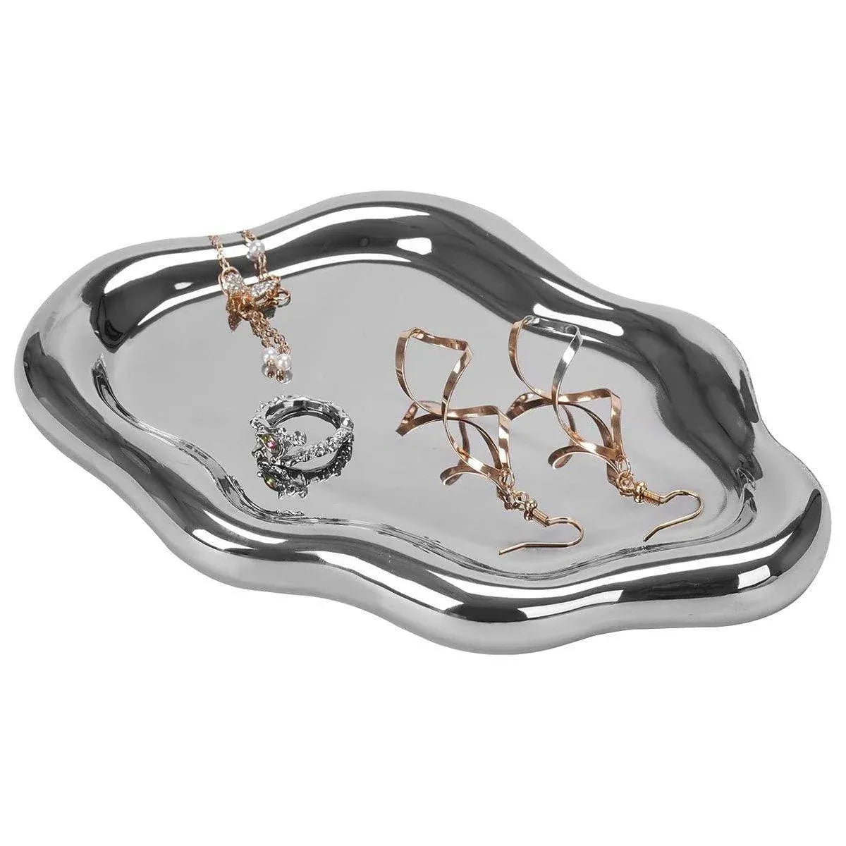 2PCS Luxury Ceramic Jewelry Display Tray Organizer Plate Storage Large Decor