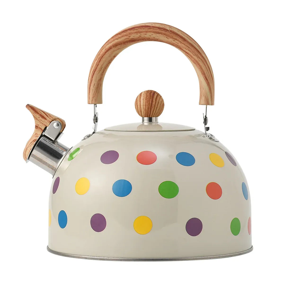 3 L Polka-Dot Stainless Steel Whistling Stovetop Kettle