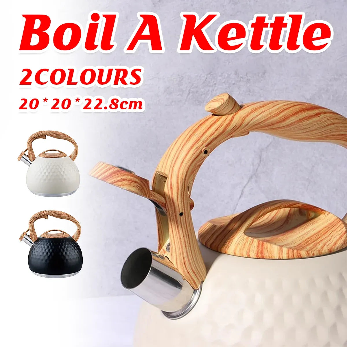 3 L Hammered Stainless Steel Whistling Stovetop Kettle – Beige