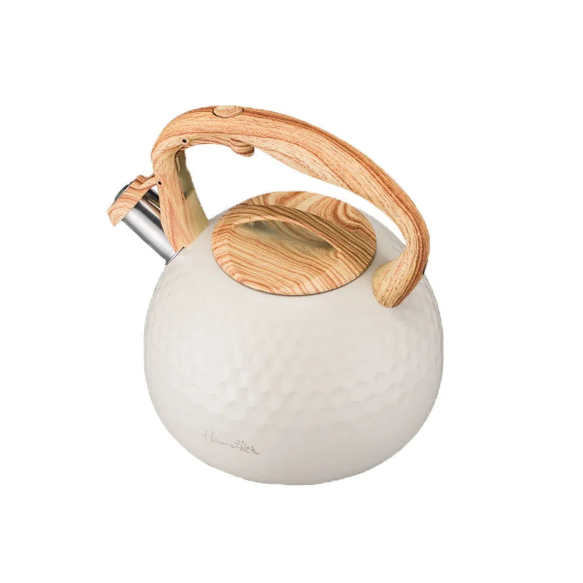 3 L Hammered Stainless Steel Whistling Stovetop Kettle – Beige