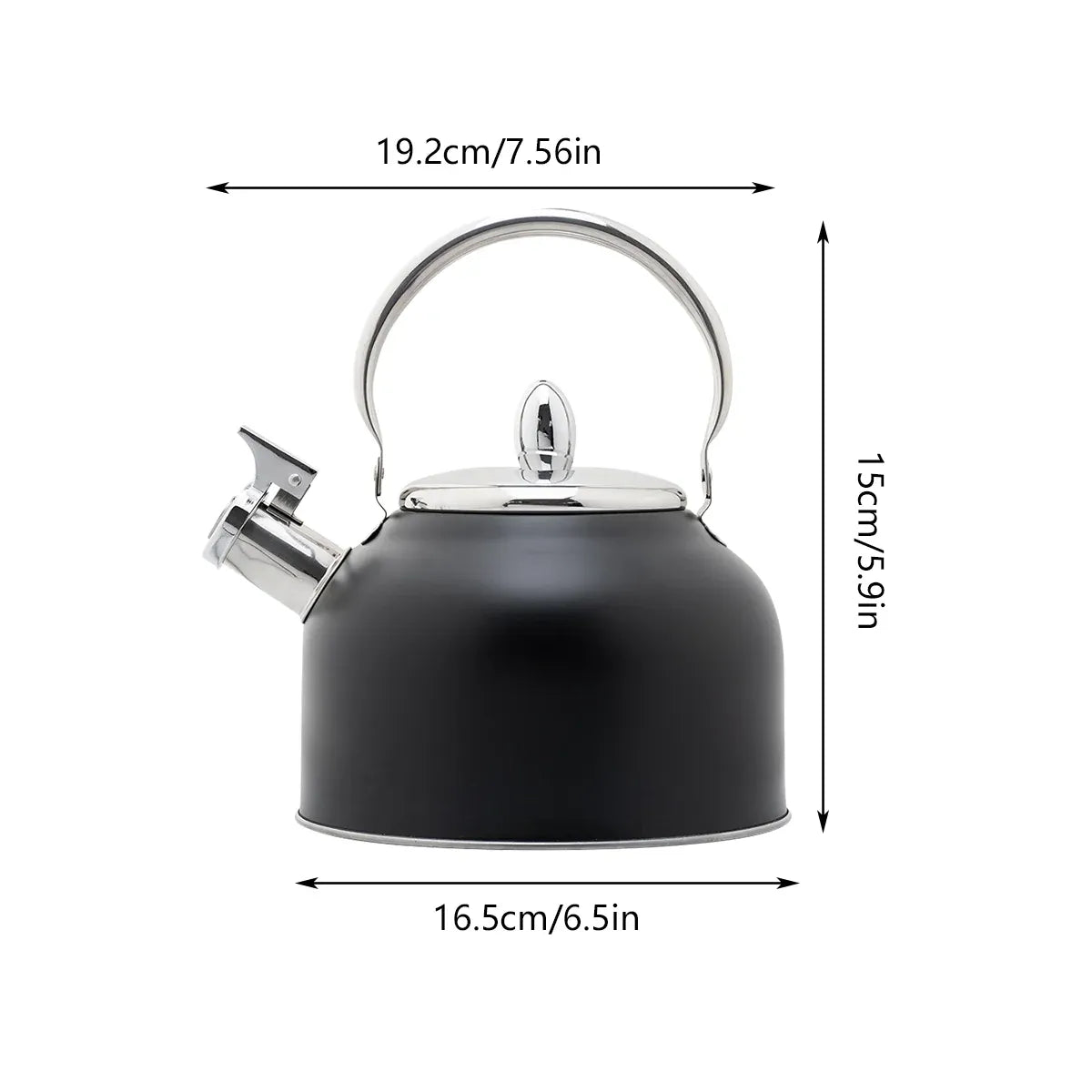 2.5 L Stainless Steel Whistling Stovetop Kettle – Black Handle