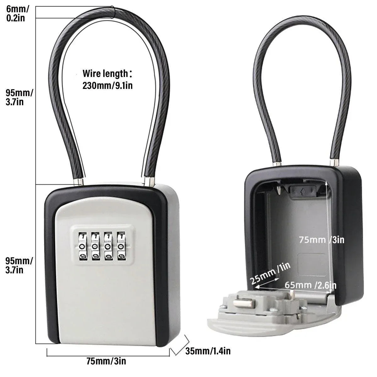 Portable Key Lock Box Hanging Combination Storage Organizer for Home Security - Black — product photo 4