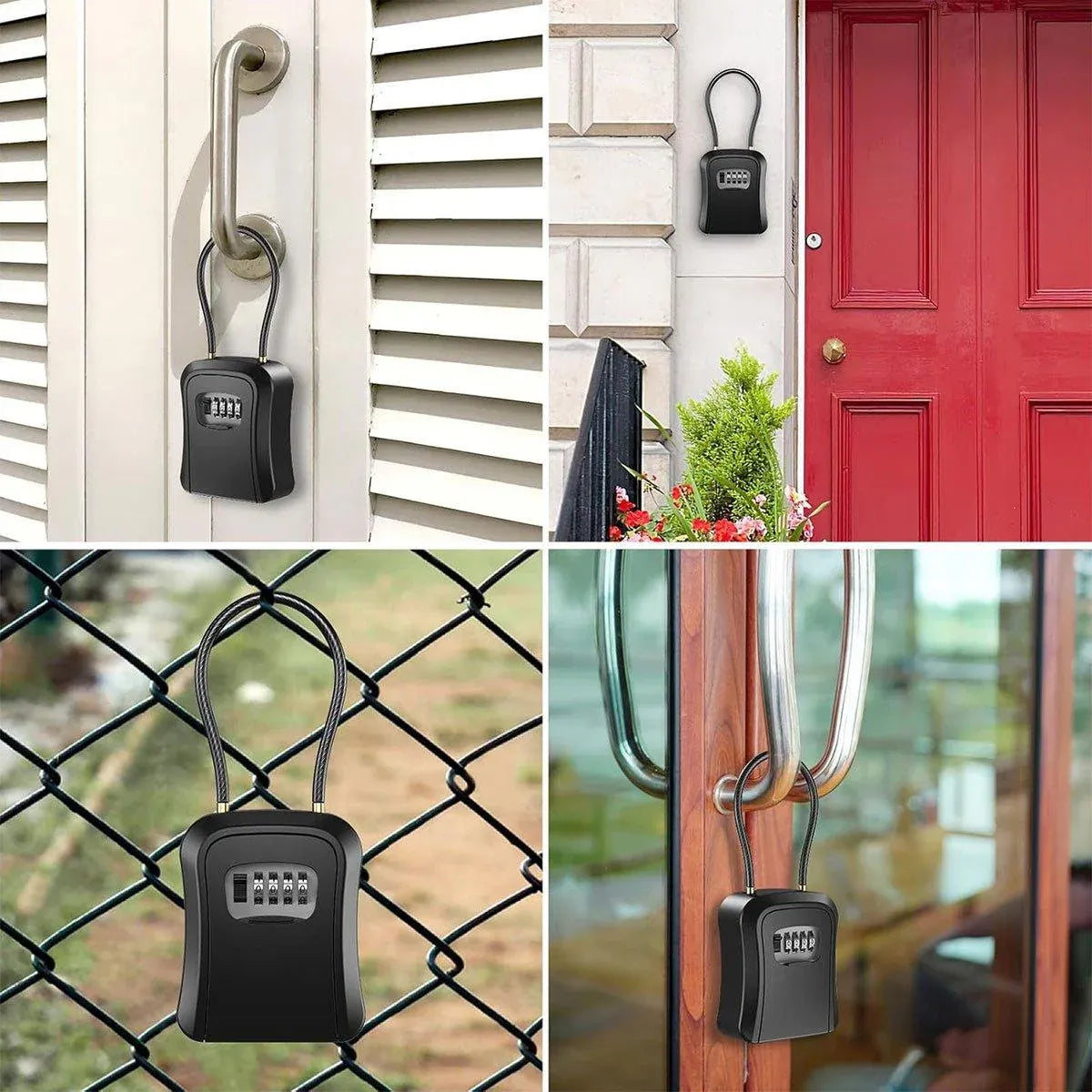 Portable Key Lock Box Hanging Combination Storage Organizer for Home Security - Black — product photo 5