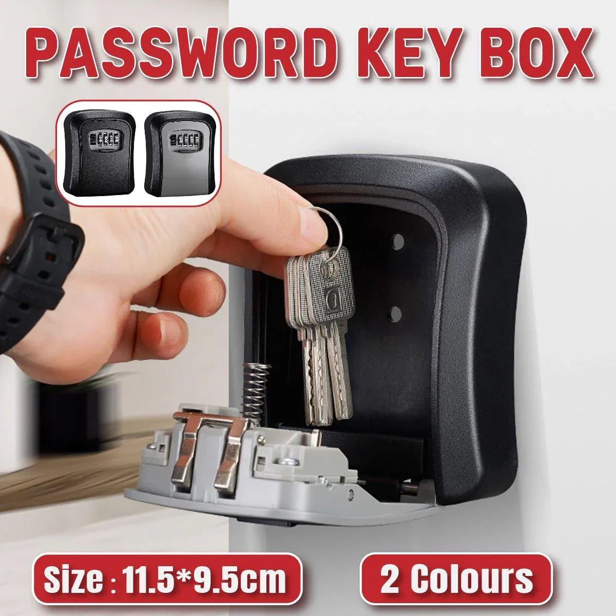 Combination Key Box with Combination Lock for Home Office Security Storage - Grey