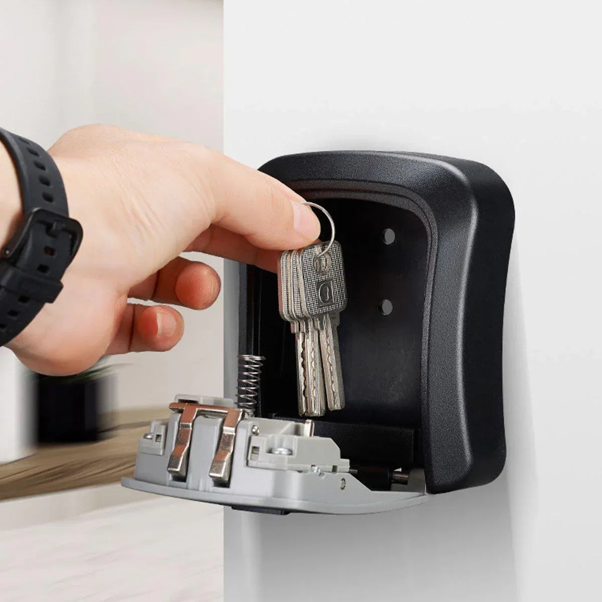 Combination Key Box with Combination Lock for Home Office Security Storage - Grey