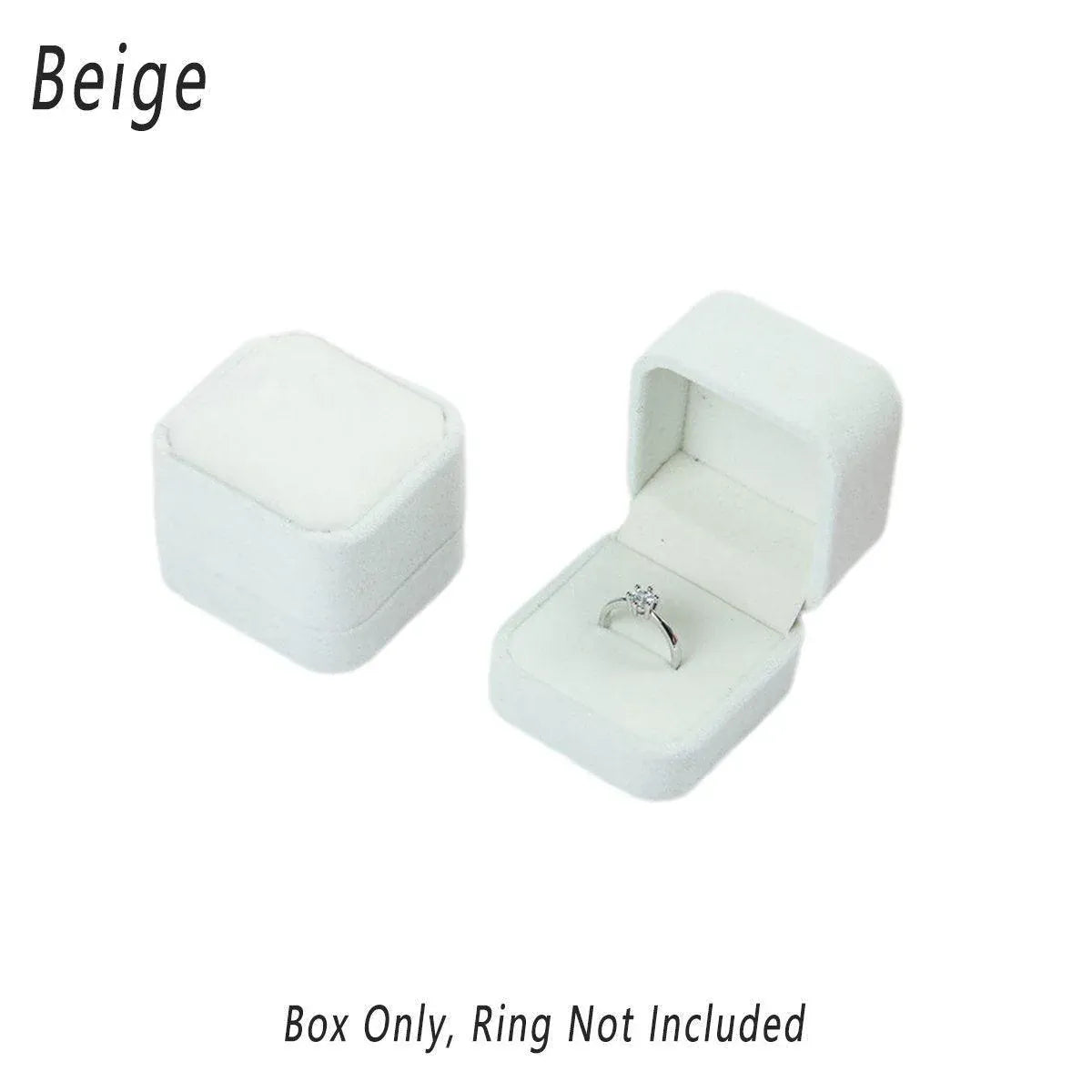 10X Flannel Ring Jewelry Earring Ring Jewelry Boxes Exquisite Gift Organizer - Beige