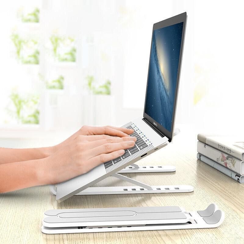 Adjustable Folding Laptop Stand for Desk Portable Tablet Holder Riser Bracket - White — product photo 13