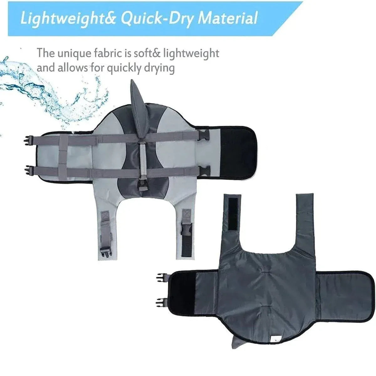 Shark-Fin Dog Swim Flotation Vest with Handle – Grey – S – supplier product photograph 8 of 13