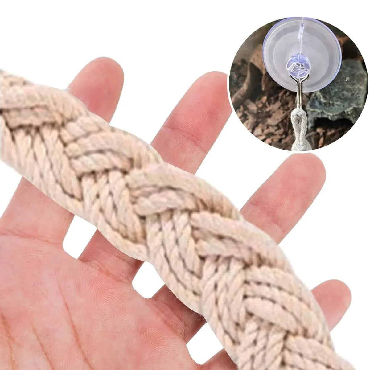 Rope Suspension Bridge with Suction Cups for Terrariums - 60 cm