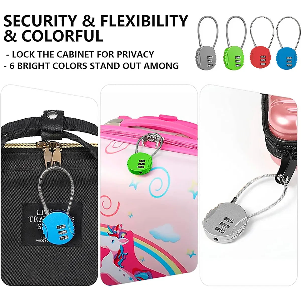 Combination Lock Padlock Locker 3 Digit Security Bike Suitcase Luggage Bag - Blue — product photo 6