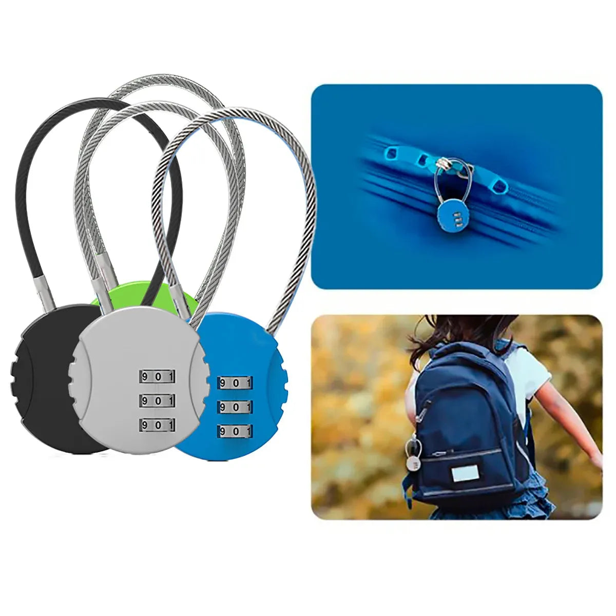 Combination Lock Padlock Locker 3 Digit Security Bike Suitcase Luggage Bag - Blue — product photo 10