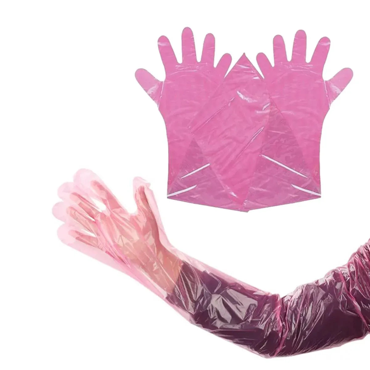 Disposable Long-Arm Livestock Handling Gloves - 50 Pieces, 95 cm