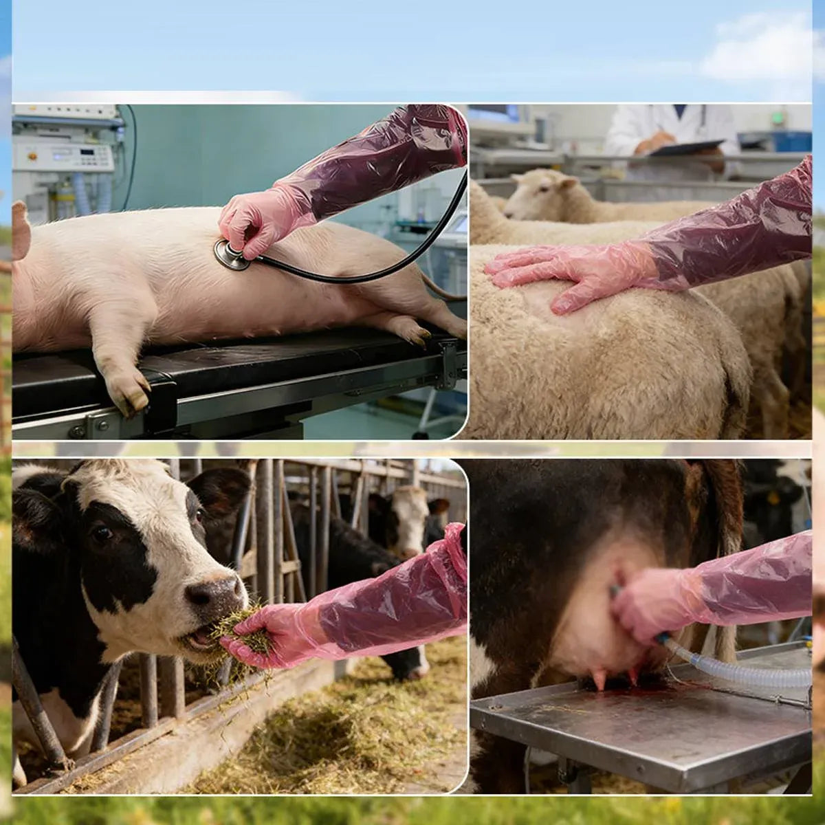Disposable Long-Arm Livestock Handling Gloves - 50 Pieces, 95 cm
