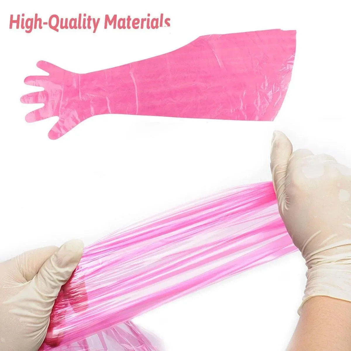 Disposable Long-Arm Livestock Handling Gloves - 50 Pieces, 95 cm