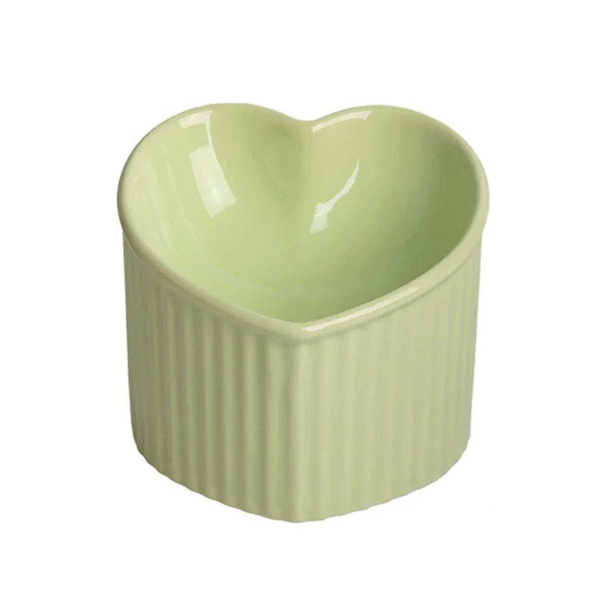 Heart-Shaped Slanted Ceramic Cat Food Bowl - Green - product photo 1 of 14