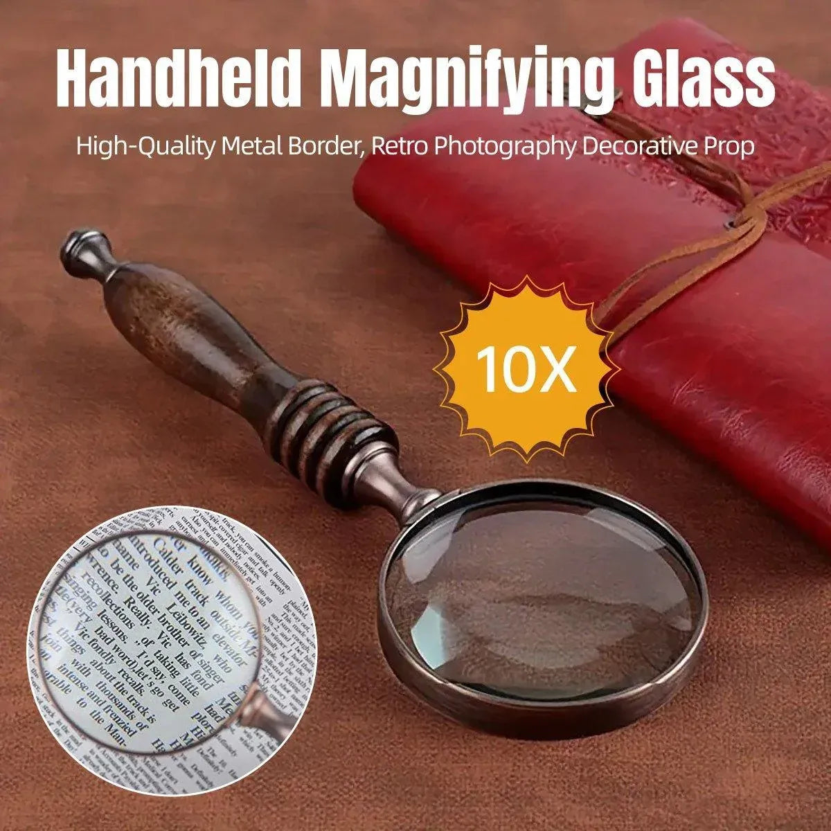 Vintage Handheld Magnifying Glass with Dark Wooden Handle – Gift Box — product image 1 of 13