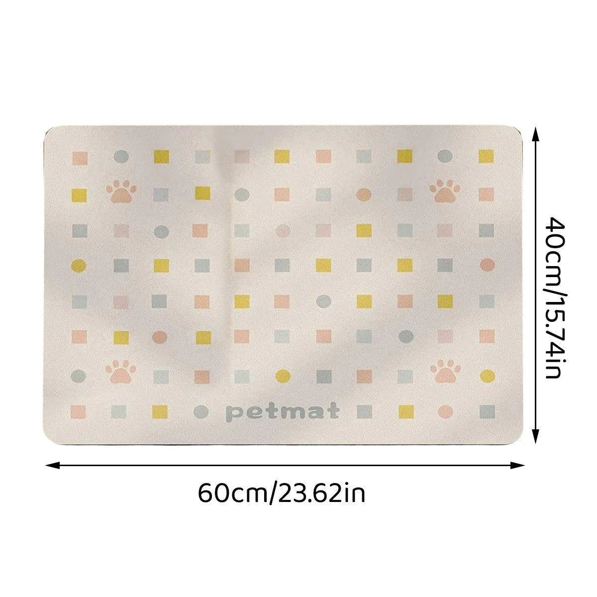 Absorbent Pet Feeding Bowl Mat - Light Grey, 40 × 60 cm
