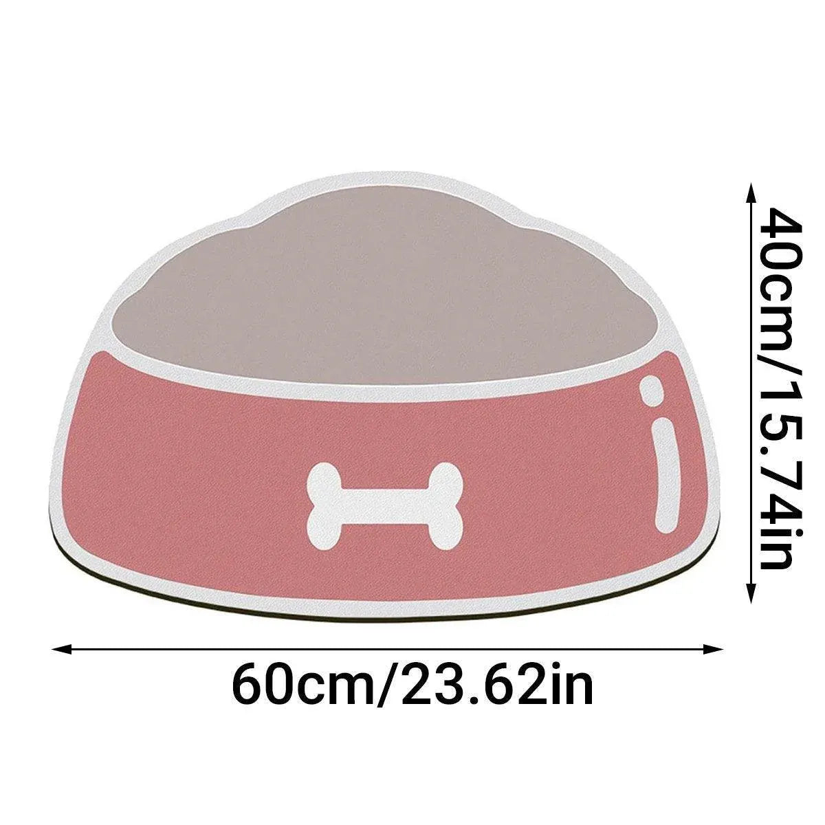 Absorbent Paw-Print Pet Feeding Mat - Pink, 60 × 40 cm