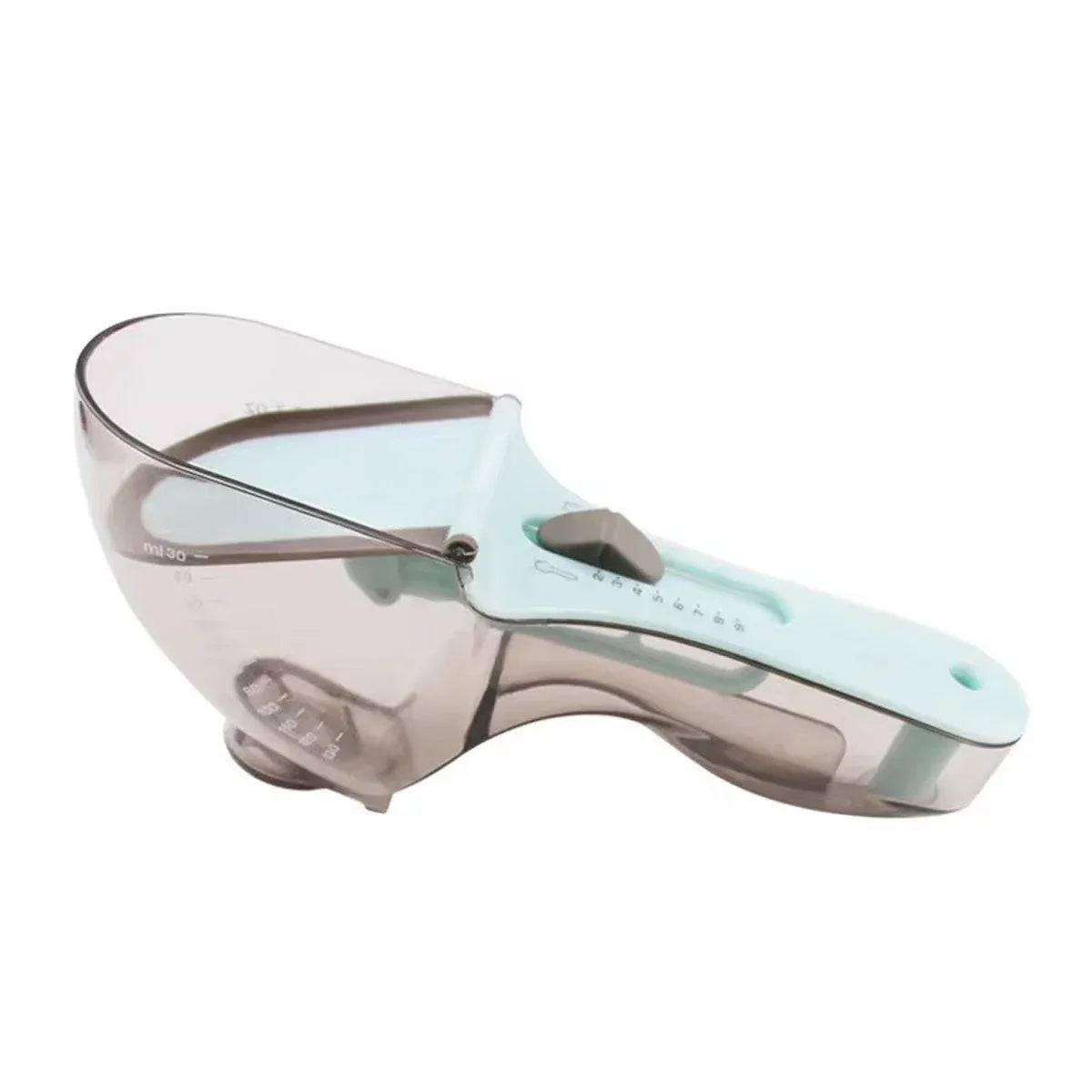 Adjustable Pet Food Portion Measuring Scoop - Blue/Clear, 15–70 g
