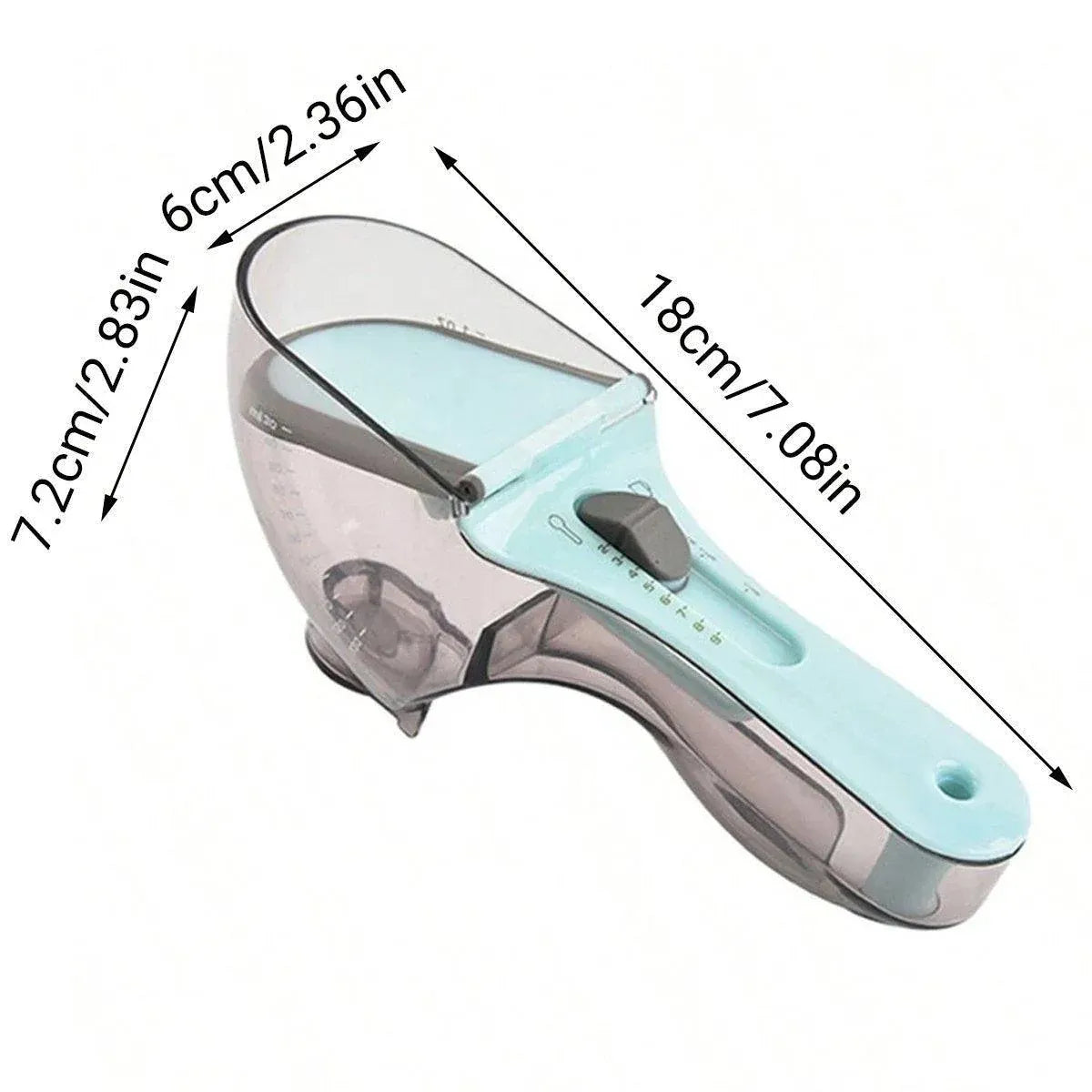 Adjustable Pet Food Portion Measuring Scoop - Blue/Clear, 15–70 g