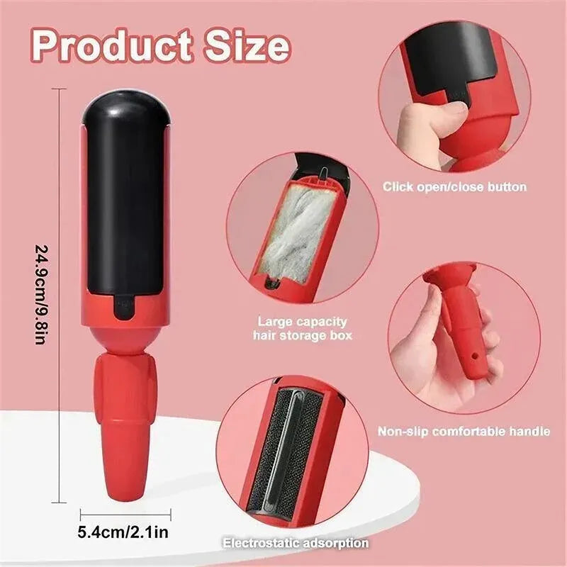 Self-Cleaning Pet Hair & Lint Remover Roller - Red, 24.9 cm