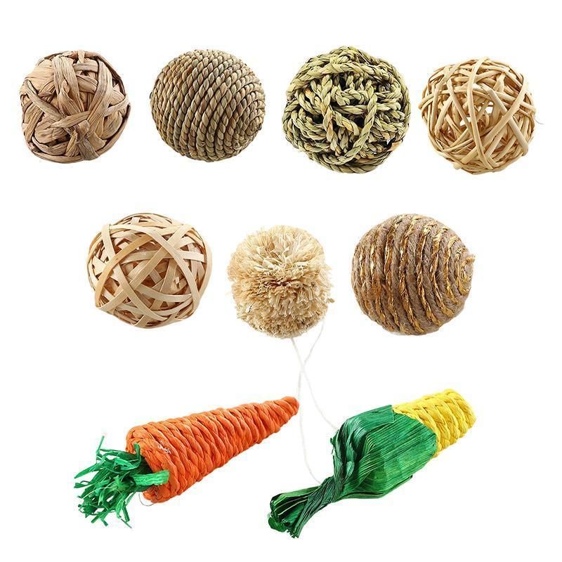 Woven Grass Small-Animal Chew & Play Balls, 5-Pack, Approx. 7 cm