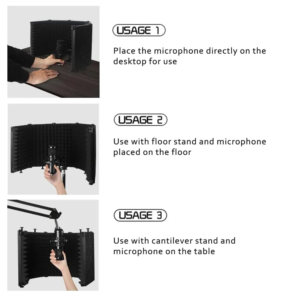 5 Panel Studio Microphone Isolation Shield Noise Reduction Absorber For Studio — product image 5