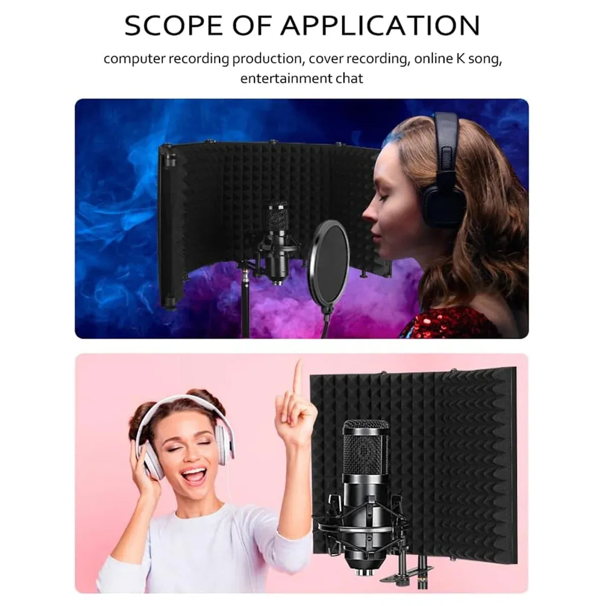 5 Panel Studio Microphone Isolation Shield Noise Reduction Absorber For Studio — product image 14