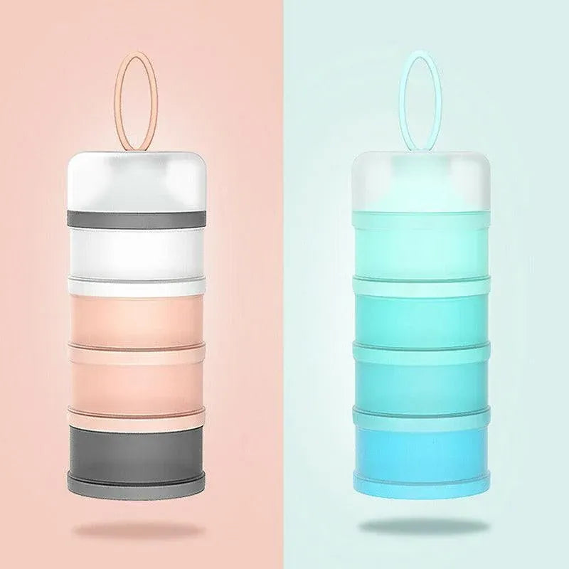 4-Layer Milk Powder Dispenser Bottle Container Food Storage Box Portable Stackable - Blue — product image 5