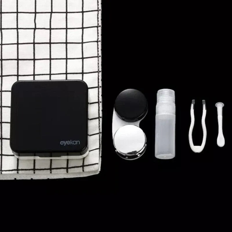 Contact Lens Tweezers Stick Inserted Remover Tool Kit Tip Storage Case Box Sets - Black