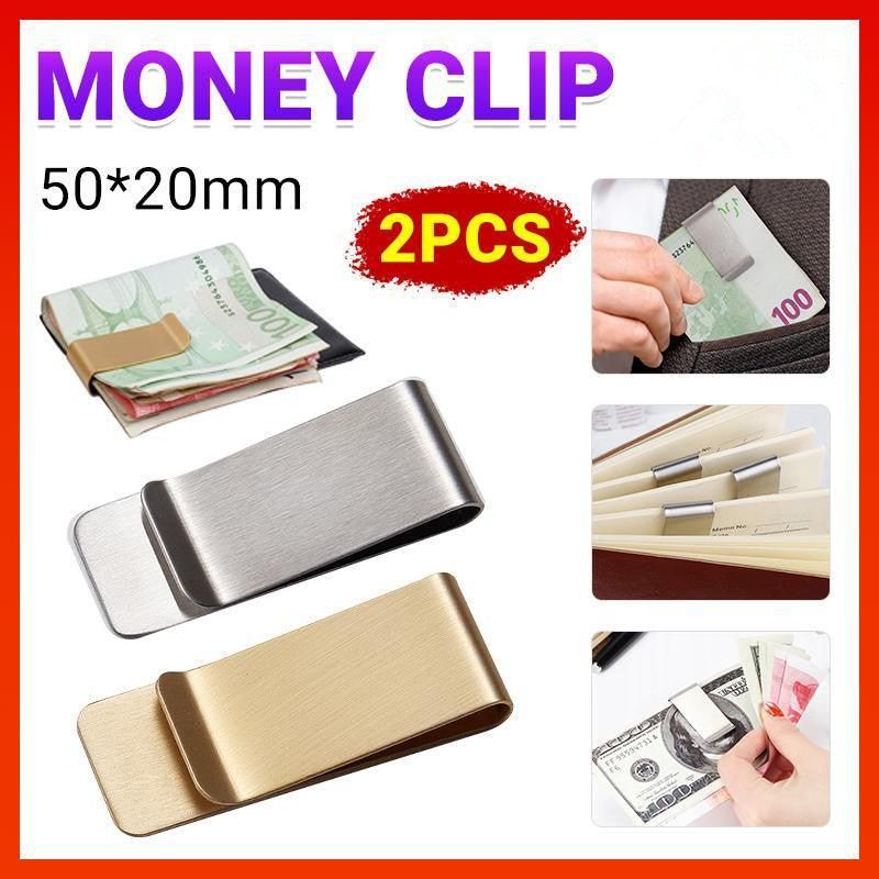 Clip Note Business Card Holder Stainless Steel Mens Wallet Metal - Gold — product image 2