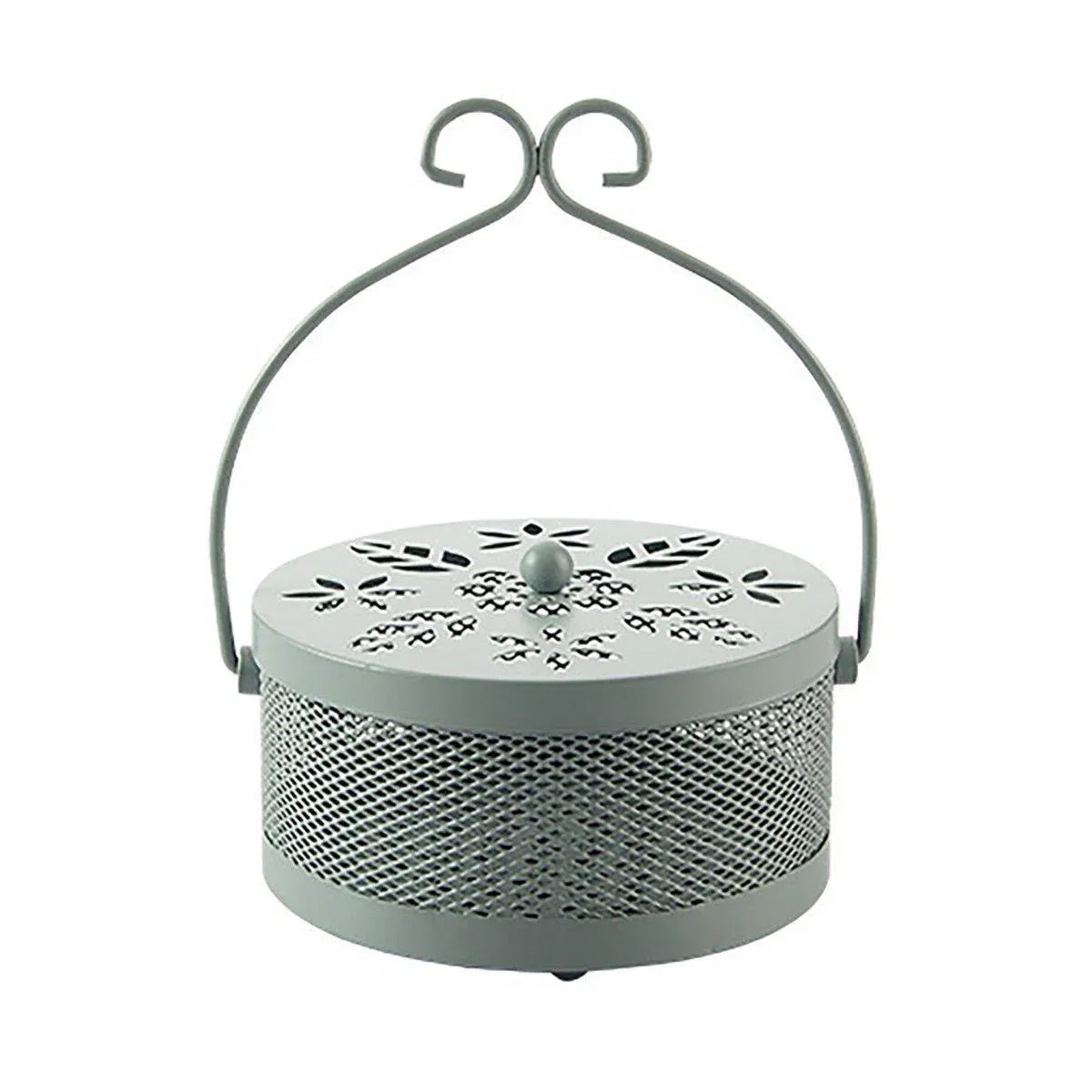 Covered Metal Mosquito Coil Holder - Grey, 15 cm