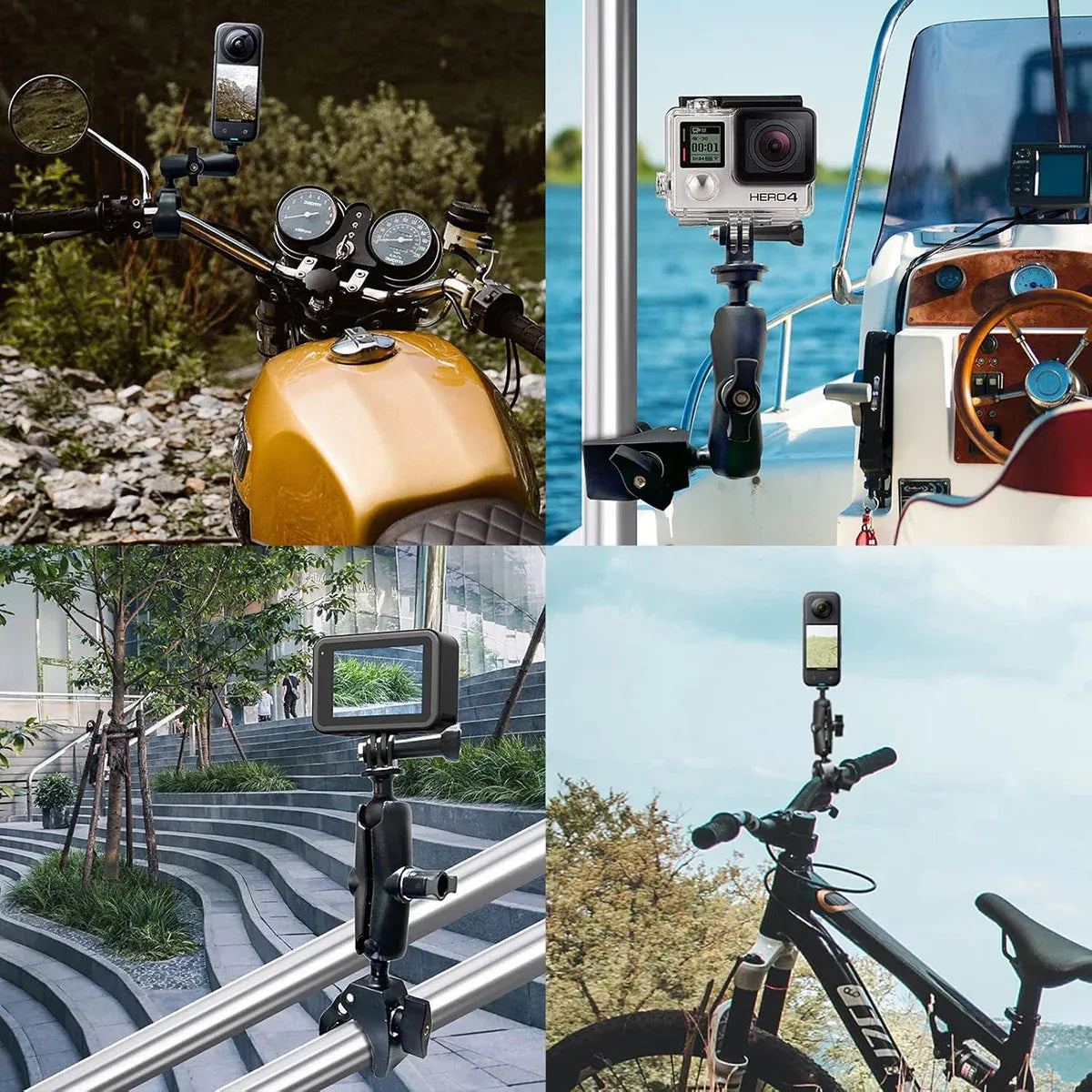 Motorcycle Phone Camera Mount Anti Shake for Bike Scooter Navigation Secure - M