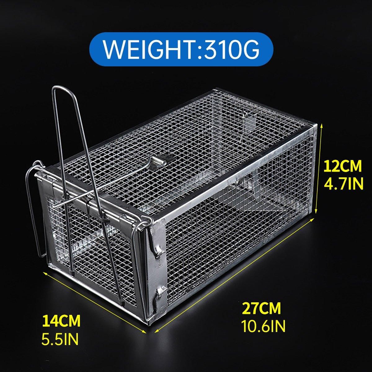 Live-Capture Metal Rodent Trap Cage, Single Door, 27 × 14 × 12 cm