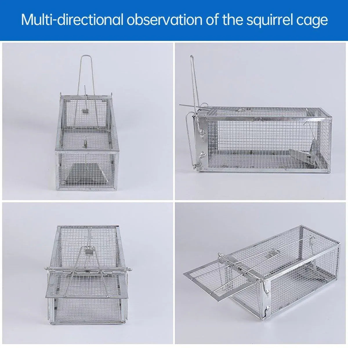 Live-Capture Metal Rodent Trap Cage, Single Door, 27 × 14 × 12 cm
