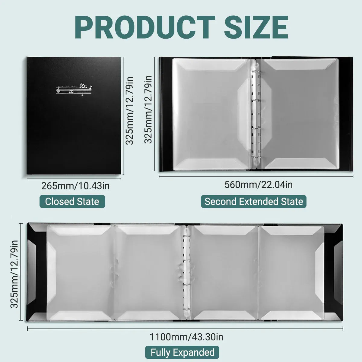 A4 Piano 4 Page Music Sheet Folder Binder Replaceable Inner Core Durable Use — product image 3