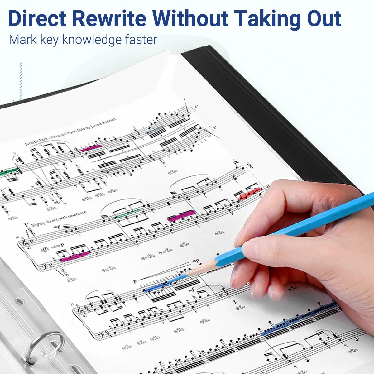 A4 Piano 4 Page Music Sheet Folder Binder Replaceable Inner Core Durable Use — product image 6
