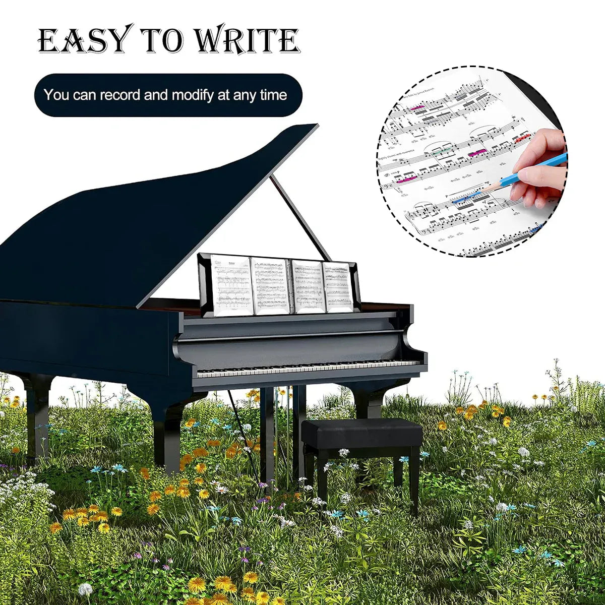 A4 Piano 4 Page Music Sheet Folder Binder Replaceable Inner Core Durable Use — product image 12